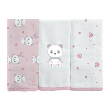 Imagem de Pano Toalha De Boca Malha 100% Algodão Fio 30 C/3 Unidades (RosaPanda)