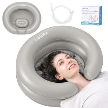 Imagem de LOKFEHRE Lavatório inflável portátil grande para cabelos acamados – Lave o cabelo na cama com uma tigela de xampu inflável. Lavatório de cabelo para idosos, deficientes, feridos, pia inflável ideal