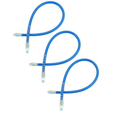 Imagem de QWORK Mangueira flexível para pistola de graxa de 61 cm com acoplador resistente, alta pressão 4.500 PSI, design de mola helicoidal antiderrapante, compatível com várias pistolas de graxa, 3 peças