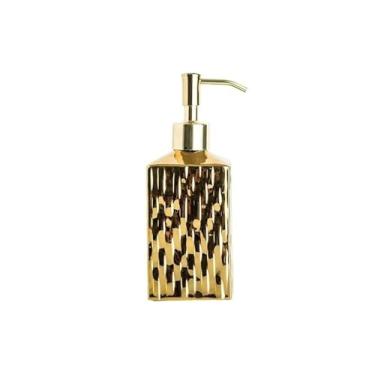 Imagem de Garrafa Dispensador de sabão para banheiro, bomba de sabão líquido, dispensador de sabão cilíndrico dourado, bombas de garrafa em metal Banheiros