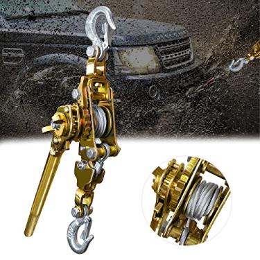 Imagem de FITHOIST Extrator de guincho de cabo de 2 toneladas Come Along Extrator de mão resistente 1,995 kg com 2 ganchos extrator de catraca com engrenagem de metal duplo para puxar de elevação (novo)
