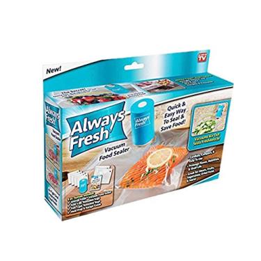 Imagem de Always Fresh Seal Vac AFFS-TV, selador de alimentos a vácuo com 6 sacos reutilizáveis, 5 x 5 x 8,8 cm, azul