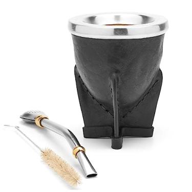 Imagem de BALIBETOV Couro Embrulhado Feito à Mão Yerba Mate Gourd (Bojo Mate) com Bombilla (Canud...