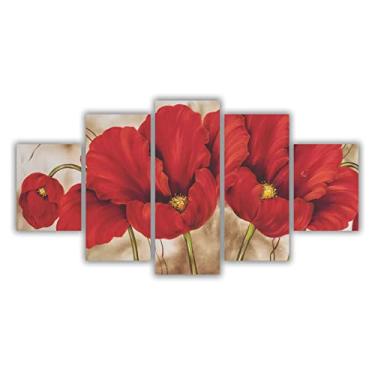 Imagem de Quadros Decorativos Mosaico MDF Floral Flores Buquê Vermelho 115x60cm