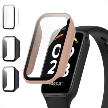 Imagem de Capa Bumper Protetora Case compatível com Mi Band 8 Active Xiaomi Smartwatch com Tela Vidro (Rosa Nude)