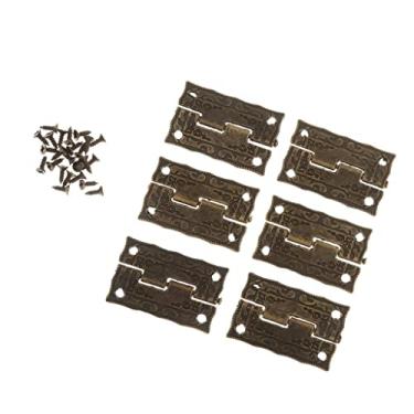 Imagem de Dobradiça quadrada de liga metálica florida de bronze para artesanato faça você mesmo armário pequeno - suprimentos feitos à mão para caixas de madeira - perfeito para amantes de bricolage - fácil