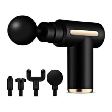 Imagem de Pistola Massageadora Recarregável Portátil 4 Ponteiras 6 Velocidades, Alívio da Dor, Relaxamento, Liberação Miofascial, Premium