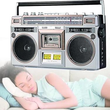 Imagem de com CD Cassette Player Com, gravador de rádio cassete, CD Player portátil Boombox com Bluetooth, controle remoto, rádio FM, reprodução de MP3 USB, entrada AUX de 3,5 mm, entrada para fone de