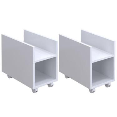 Imagem de Kit 02 Suportes Para Cpu E Nobreak Com Rodízios Guide L03 Branco - Lya