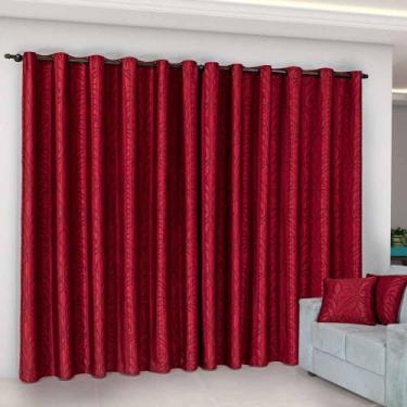 Imagem de Cortina Atena 4,00X2,80M Vermelho - Decor.All, Algodão, Varão, Estampa