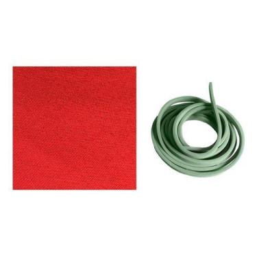 Imagem de Kit 2,3 Tecido Pano Vermelho + 6m Borracha Mirim Mesa Sinuca - Tacolân