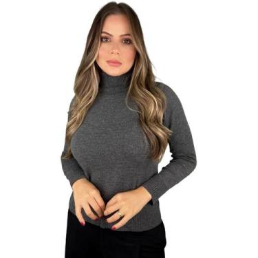 Imagem de Blusa De Frio Cacharrel Feminina Gola Alta Trico Manga Longa - Calu Tr