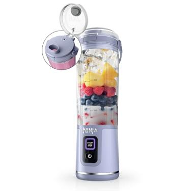 Imagem de Ninja Liquidificador portátil Blast, sem fio, recipiente de 510 g, liquidificador pessoal para shakes e vitaminas, sem BPA, tampa à prova de vazamento e bico para beber, recarregável com USB-C, peças