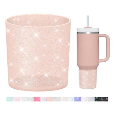 Imagem de WUQID Bota de silicone superior com glitter compatível com Stanley Quencher H2.0 1,134 g 850.5 g 590.0 g e IceFlow Flip 850.5 g 567.0 g, copo antiderrapante capa de manga inferior