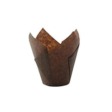 Imagem de PACKNWOOD 209CPST8CH – Forma de silicone marrom escuro tulipa – Copos de papel tulipa – Embrulho de muffin, perfeita para brioche – (Capacidade de 236 ml) (17,5 x 17,5 cm A: 9 cm) (Caixa com 1000)