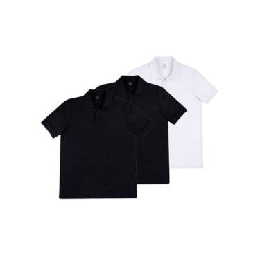 Imagem de Kit com 3 Camisetas Polo Masculina Hering N3a7, Branco, XG