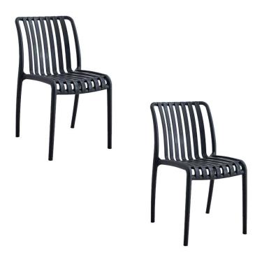 Imagem de Kit 2 Cadeiras Monoblocos área Externa Ipanema Com Proteção Uv Preta G56 - Gran Belo