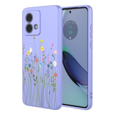 Imagem de HTXWXJC Capa de telefone para Moto G84, Motorola G84 XT2347 capa à prova de choque flexível bumper TPU capa macia padrão de flores capa de telefone para Motorola Moto G84 flor roxa