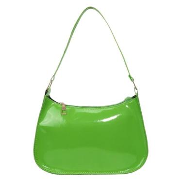 Imagem de Bolsa clutch de couro envernizado brilhante para mulheres bolsa de ombro axila MINI Hobos, Verde