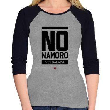 Imagem de Baby Look Raglan No namoro, Yes balada Manga 3/4 - Foca na Moda, Cinza