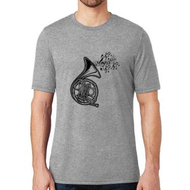 Imagem de Camiseta Trompa Notas Musicais - Foca na Moda, Cinza, M