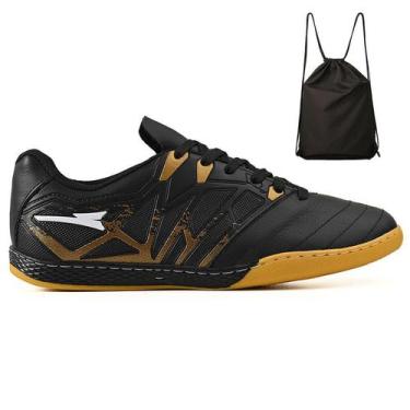 Imagem de Kit Chuteira Futsal Quadra Bico em Couro Futebol Salao + Mochila Adult