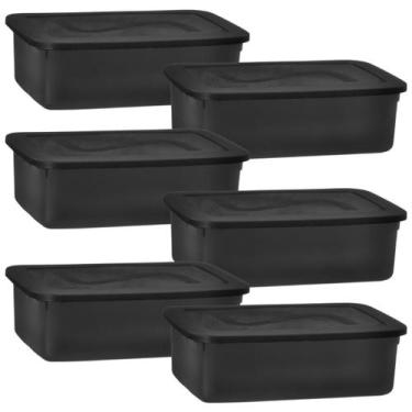 Imagem de Caixa Organize 14l c/tampa Black Conjunto c/ 6 unid - Plásticos Santan