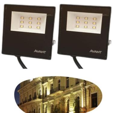 Imagem de Refletor Led 10w Slim Bivolt Prova Dagua Ip65 Kit 2 Holofote - Avant