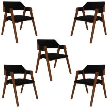 Imagem de Kit 5 Cadeiras Sala de Jantar e Jogos Carteados Madeira Maciça Poker V