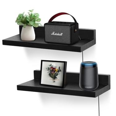 Imagem de NIUBEST Pequena prateleira flutuante para parede, prateleira de parede de 22 cm com orifício para cabo, pequenas prateleiras de exibição para câmeras, webcam, roteador, alto-falante inteligente,