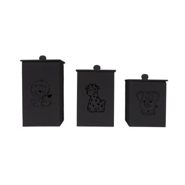 Imagem de Jogo 3 Potes Bebê Novo Safari 2 Mdf Pintado - Atacadão do Artesanato M