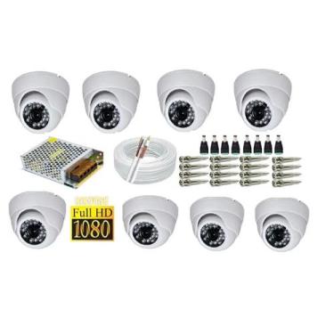 Imagem de Kit Cftv 8 Câmeras Segurança 1080 Full Hd Dome Infra vermelho alta Res