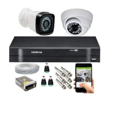 Imagem de Kit Cftv 2 Câmeras Segurança Bullet/Dome Ir Dvr Mhdx Intelbras S/Hd