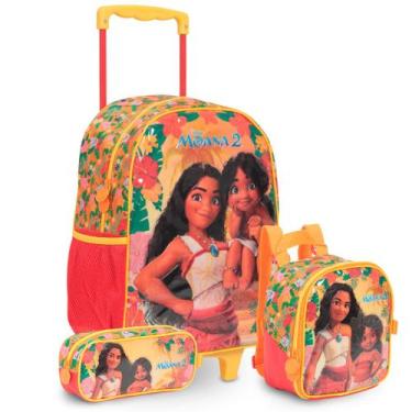 Imagem de Kit Mochila Escolar Moana 2 Rodinhas Creche Passeio 3 Pçs - Plike