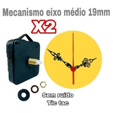 Imagem de Kit 2 Mecanismos Do Movimento Relógio De Parede Quartz Eixo 19mm Colon