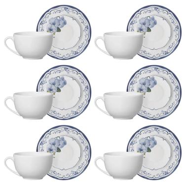 Imagem de Conjunto de 6 Xícaras de Chá com Pires em Cerâmica Valência 250ml - Alleanza