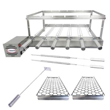 Imagem de Combo Brasa Grill Tradicional Gira 6 Espetos Churrasqueira Giratória B