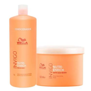 Imagem de Kit Wella Condicionador 1L + Máscara De Nutrição 500ml Invigo Nutri En