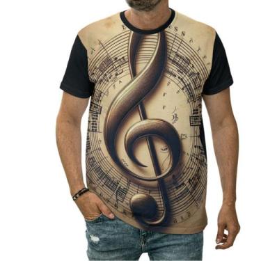 Imagem de Camiseta Partituras Música Arte Vintage Nota Musical Som - Darkwood, 1