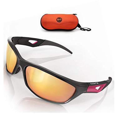 Imagem de BLUPOND Óculos de sol esportivos polarizados para homens - Armação inquebrável TR90 para golfe, ciclismo, condução - Scout, Vermelho, Medium
