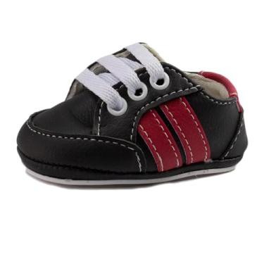 Imagem de Bebê-Sapatinhos recém-nascido e primeiros passos, forrado com tecido espumado14ao20 baby 1901B (Preto Vermelho, BR, Bebê, Numérico, 15)