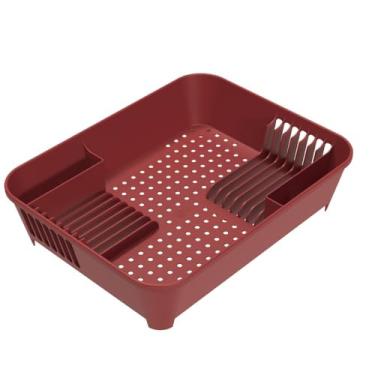 Imagem de Escorredor de Louças Basic, 45 x 35 x 10,5 cm, Vermelho Bold, Coza