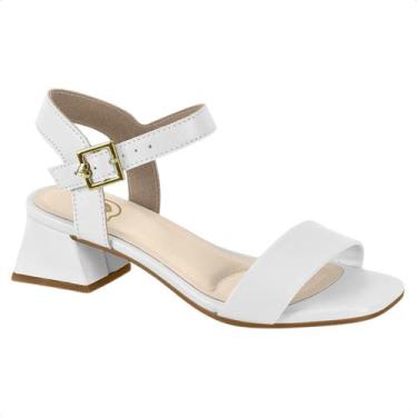 Imagem de Sandália Infantil Molekinha Salto Quadrado Fivela Branco, Branco, 31