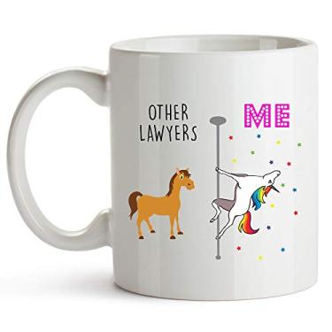 Imagem de YouNique Designs Caneca de advogado, 325 ml, branca, caneca de unicórnio, presentes de advogado para mulheres, canecas engraçadas de advogado (branca)