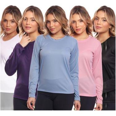 Imagem de Kit 5 Camisas Feminina Camiseta Térmica Proteção Solar Uv - MC Digital