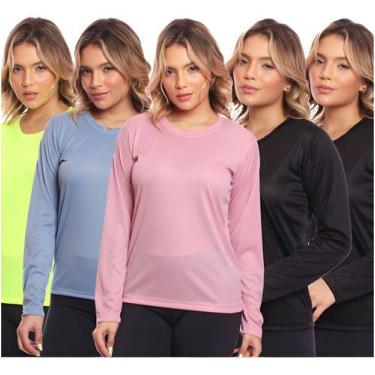 Imagem de Kit 5 Camisas Feminina Camiseta Térmica Proteção Solar Uv - MC Digital