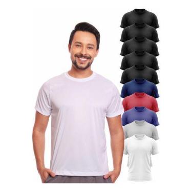 Imagem de Kit 10 Camisas Básicas Masculina Dry Fit Lisa Tradicional - MC Digital