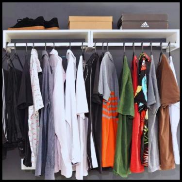 Imagem de Kit 2 Cabideiros Parede Arara Porta Roupas Quarto Cor Branco Prateleir
