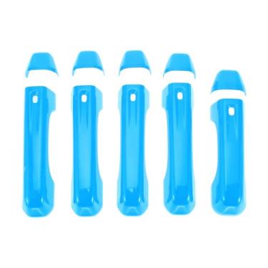 Imagem de TUCKBOLD Acabamento da tampa da maçaneta da porta para Jeep Wrangler JL JLU 2018-2021 durável | Tampa do puxador da porta traseira azul claro 1 conjunto