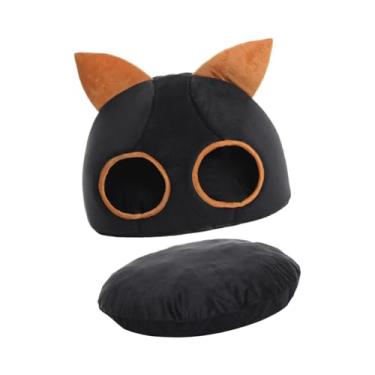 Imagem de WeiLaiKeQi de CATO TUNNEL CAT CATO CALMANLEM KENLEL STONOZE, semi -fechado, de gato, caverna de tenda de gato auto -aquecida para gatos de cães, Preto, M